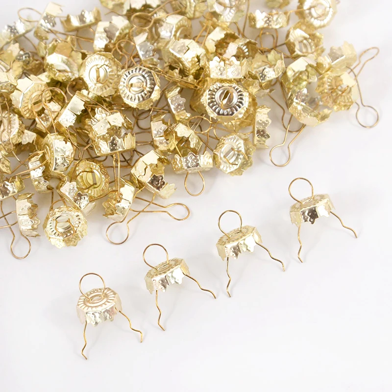 50/100pcs Round Christmas Ball Ornament Caps Gold Silver Removable Metal Hangers Cap Merry Xmas Decor For Home New Year Navidad