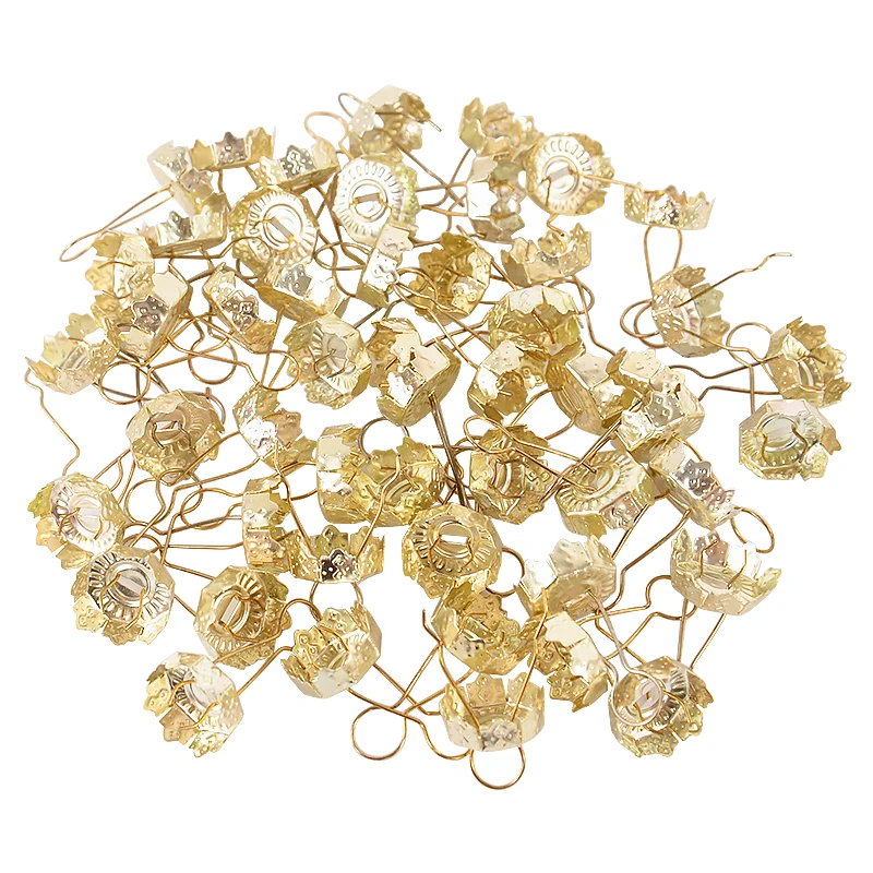 50/100pcs Round Christmas Ball Ornament Caps Gold Silver Removable Metal Hangers Cap Merry Xmas Decor For Home New Year Navidad