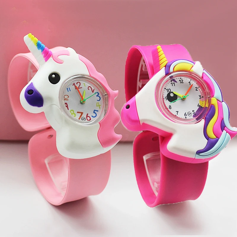 Cartoon Children Watches Baby Study Look The Time Toy Bracelet Kids Slap Watch for Boys Girls Birthday and Christmas Gift Clock