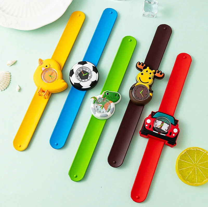 Cartoon Children Watches Baby Study Look The Time Toy Bracelet Kids Slap Watch for Boys Girls Birthday and Christmas Gift Clock