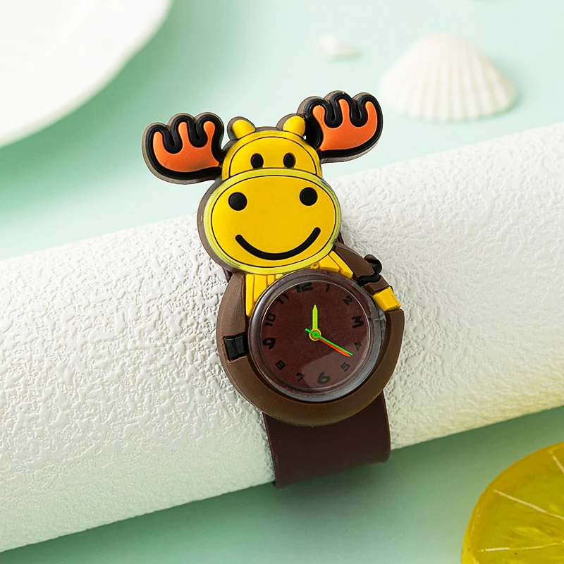 Cartoon Children Watches Baby Study Look The Time Toy Bracelet Kids Slap Watch for Boys Girls Birthday and Christmas Gift Clock
