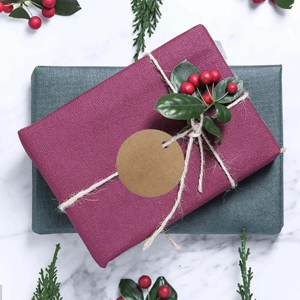 100Pcs Round Tags 3/4/5cm Circle Kraft Paper Blank Gift Tags Price Tags with Hole Hang Tag for Craft Birthday Wedding Christmas