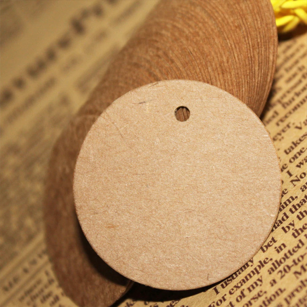100Pcs Round Tags 3/4/5cm Circle Kraft Paper Blank Gift Tags Price Tags with Hole Hang Tag for Craft Birthday Wedding Christmas