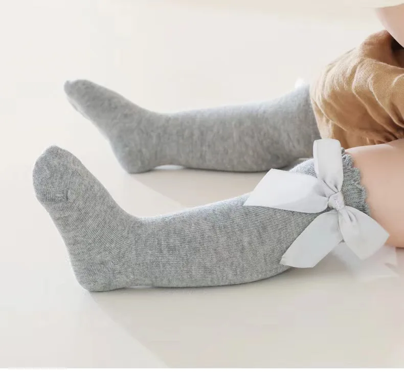 Red Bow Tie Knee High Tube Socks Girls' Christmas Stockings Infants Toddlers Soft Cotton Children Non Slip Floor Socks Baby Gift