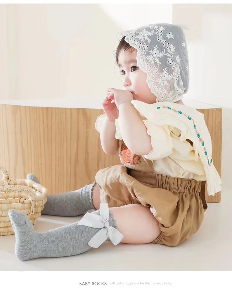 Red Bow Tie Knee High Tube Socks Girls' Christmas Stockings Infants Toddlers Soft Cotton Children Non Slip Floor Socks Baby Gift
