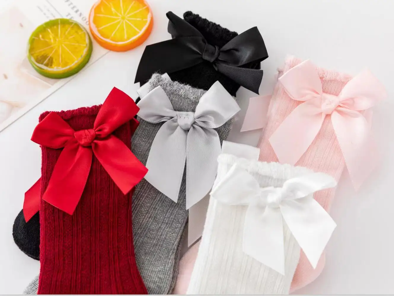 Red Bow Tie Knee High Tube Socks Girls' Christmas Stockings Infants Toddlers Soft Cotton Children Non Slip Floor Socks Baby Gift