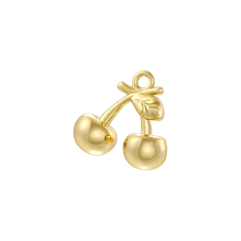 2Pcs/lot,Fashion Brass 18K Gold Plated Christmas Charm Cherry Strawberry Sweet Cute Jewellery for DIY Bracelet Necklace:VD1634