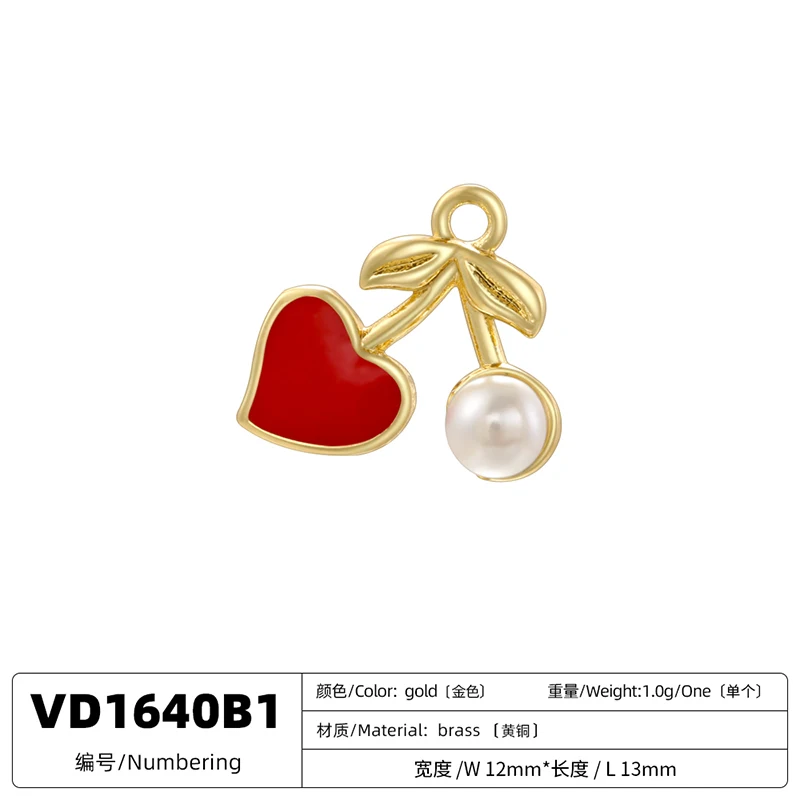 2Pcs/lot,Fashion Brass 18K Gold Plated Christmas Charm Cherry Strawberry Sweet Cute Jewellery for DIY Bracelet Necklace:VD1634