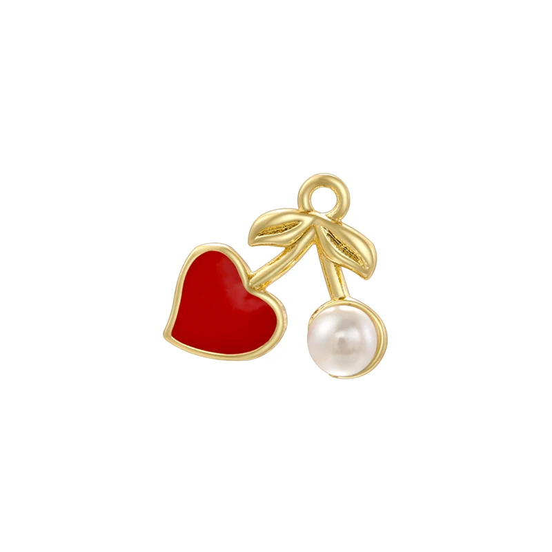 2Pcs/lot,Fashion Brass 18K Gold Plated Christmas Charm Cherry Strawberry Sweet Cute Jewellery for DIY Bracelet Necklace:VD1634