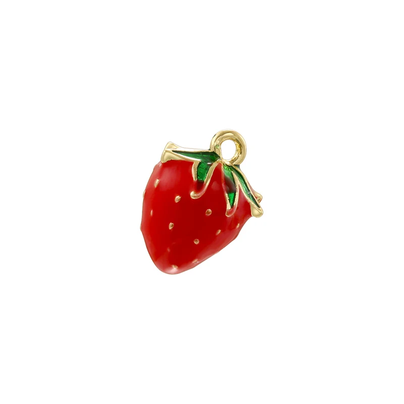 2Pcs/lot,Fashion Brass 18K Gold Plated Christmas Charm Cherry Strawberry Sweet Cute Jewellery for DIY Bracelet Necklace:VD1634