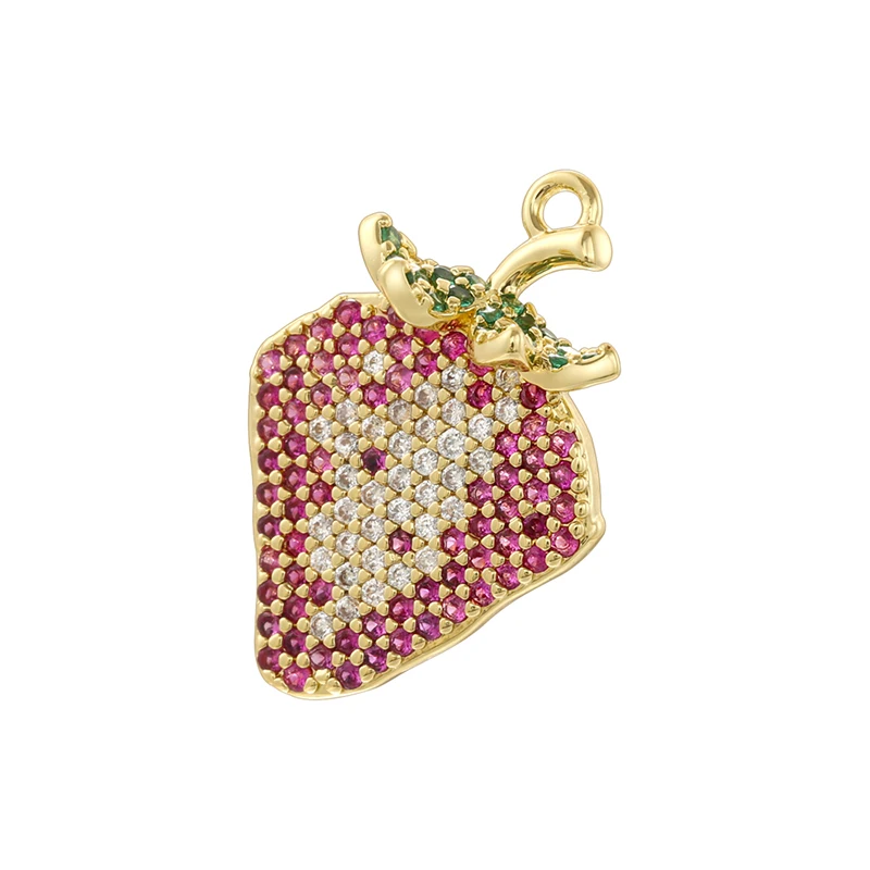 2Pcs/lot,Fashion Brass 18K Gold Plated Christmas Charm Cherry Strawberry Sweet Cute Jewellery for DIY Bracelet Necklace:VD1634