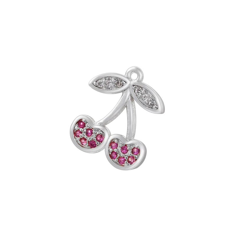 2Pcs/lot,Fashion Brass 18K Gold Plated Christmas Charm Cherry Strawberry Sweet Cute Jewellery for DIY Bracelet Necklace:VD1634