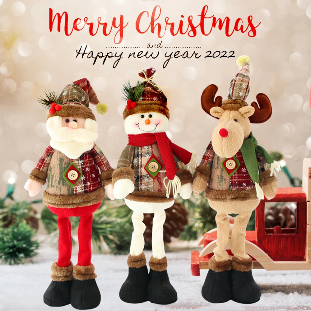 Christmas Dolls Tree Decor Standing Santa, Snowman and Reindeer Figurines for Home Decor Birthday Gifts Merry Christmas