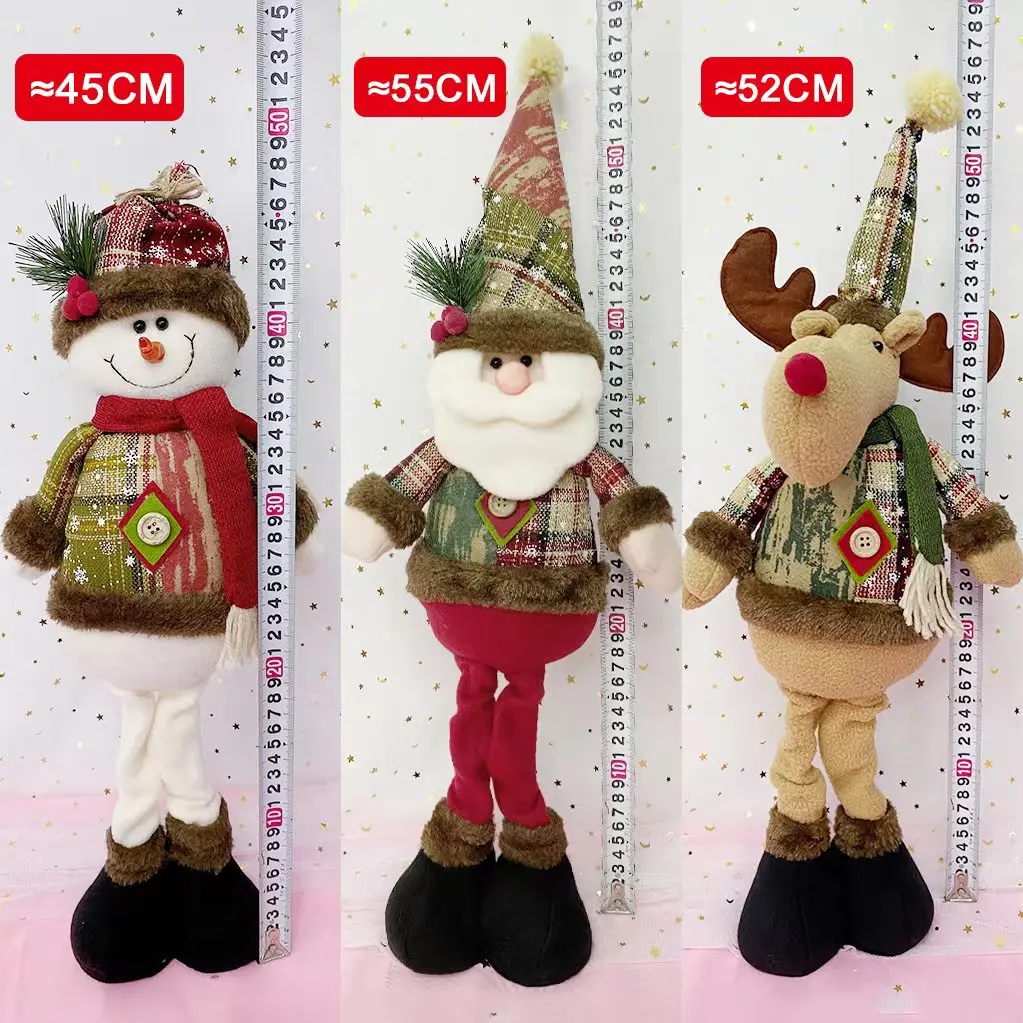 Christmas Dolls Tree Decor Standing Santa, Snowman and Reindeer Figurines for Home Decor Birthday Gifts Merry Christmas