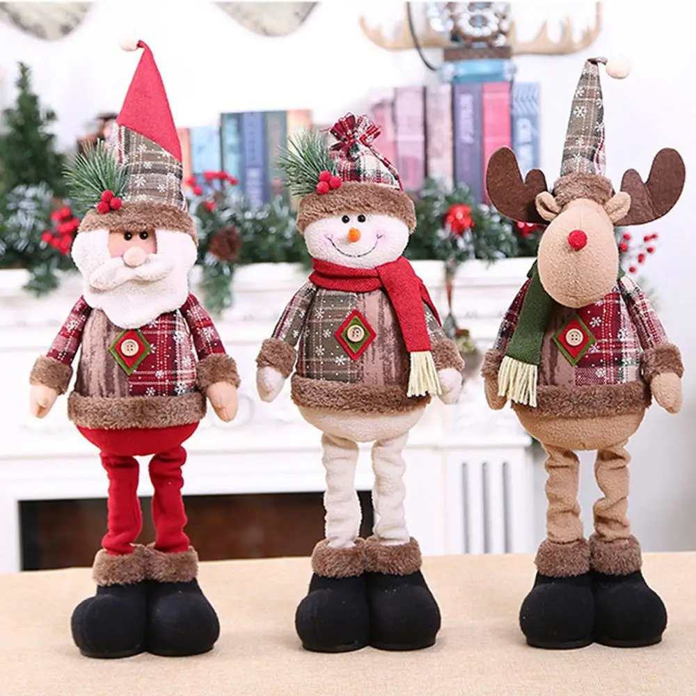 Christmas Dolls Tree Decor Standing Santa, Snowman and Reindeer Figurines for Home Decor Birthday Gifts Merry Christmas