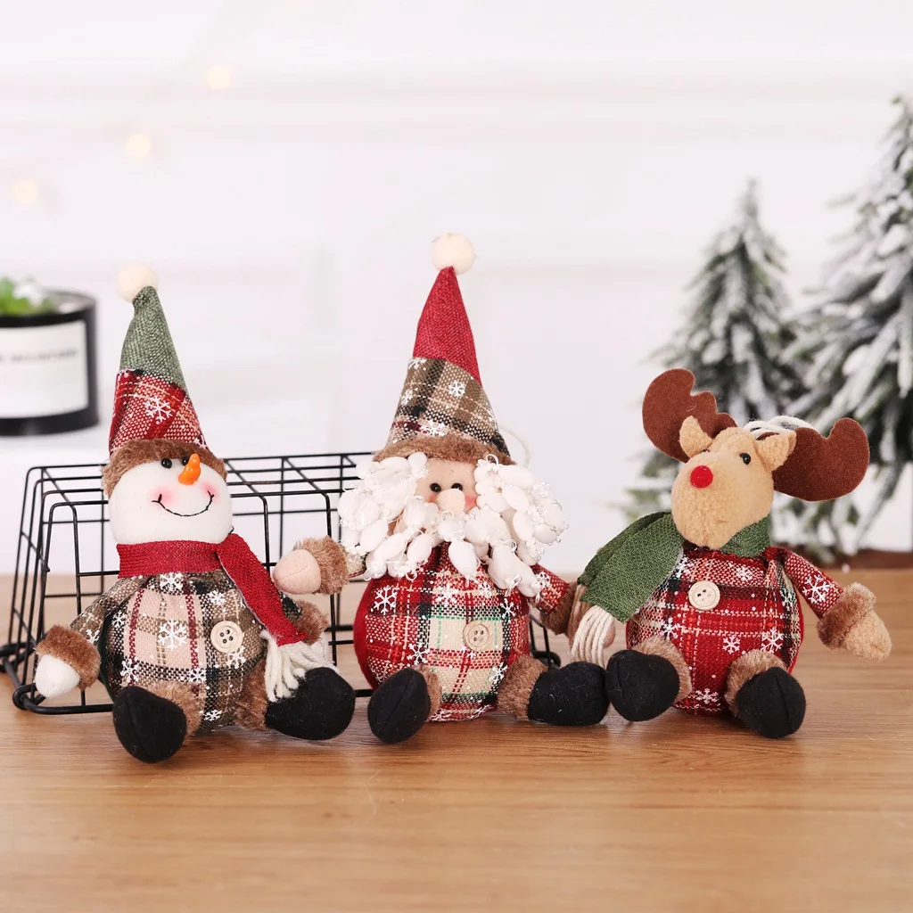 Christmas Dolls Tree Decor Standing Santa, Snowman and Reindeer Figurines for Home Decor Birthday Gifts Merry Christmas