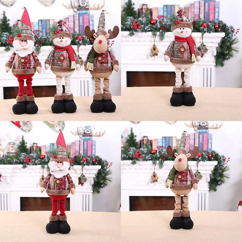 Christmas Dolls Tree Decor Standing Santa, Snowman and Reindeer Figurines for Home Decor Birthday Gifts Merry Christmas