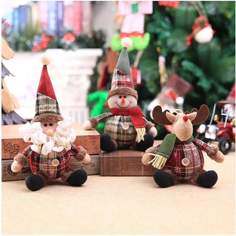 Christmas Dolls Tree Decor Standing Santa, Snowman and Reindeer Figurines for Home Decor Birthday Gifts Merry Christmas