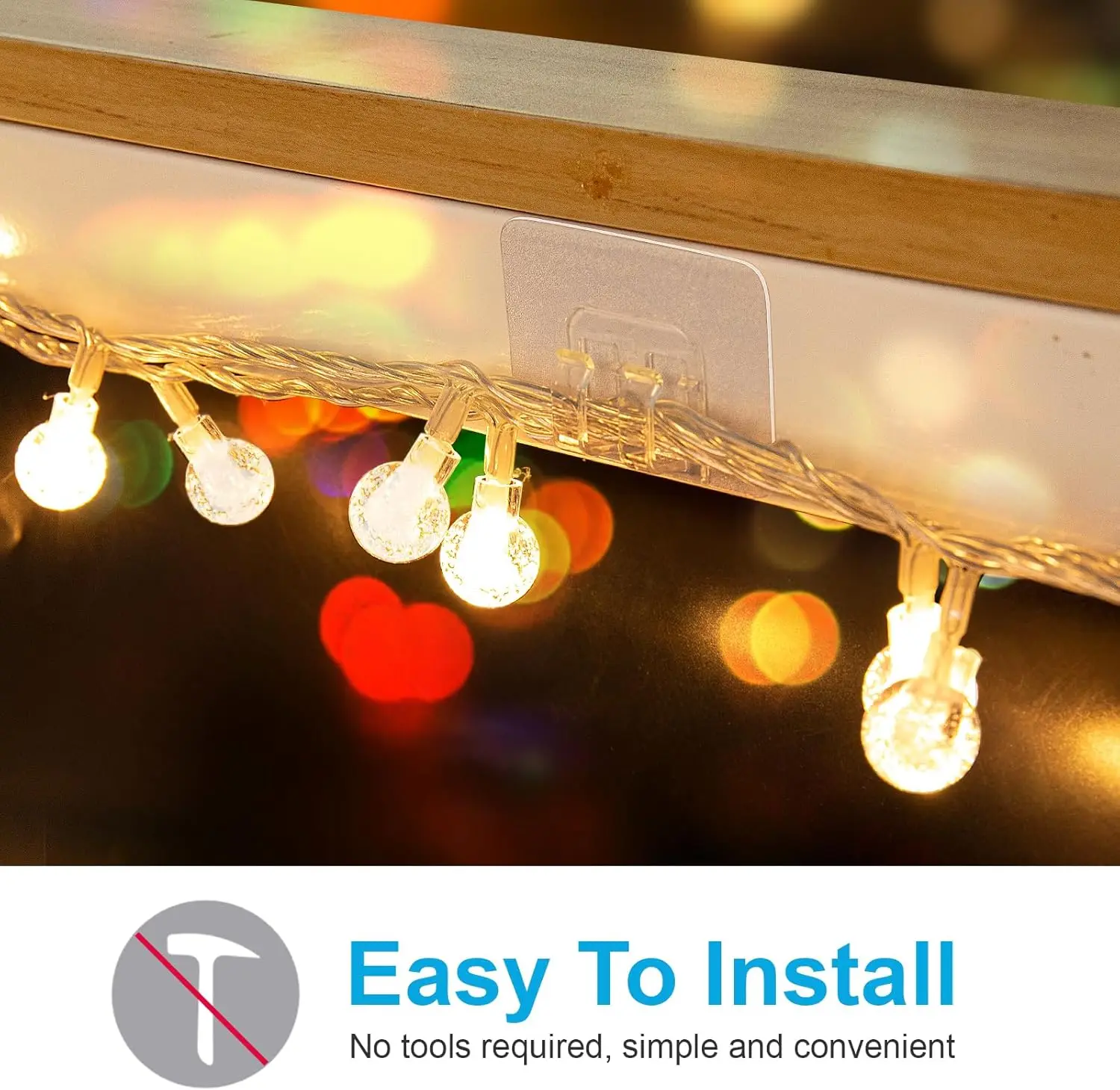 100 PCS Hooks for Outdoor String Lights Clips,Heavy Duty Cable Clips Hooks for Hanging Christmas Lights With Waterproof Adhesive