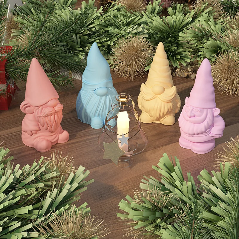 New Faceless Dwarf Silicone Molds 3D Santa Claus Scented Candle Plaster Soap Resin Crafts Mold Home Decor 2024 Christmas Gift