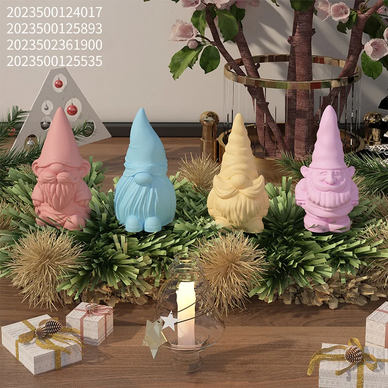 New Faceless Dwarf Silicone Molds 3D Santa Claus Scented Candle Plaster Soap Resin Crafts Mold Home Decor 2024 Christmas Gift