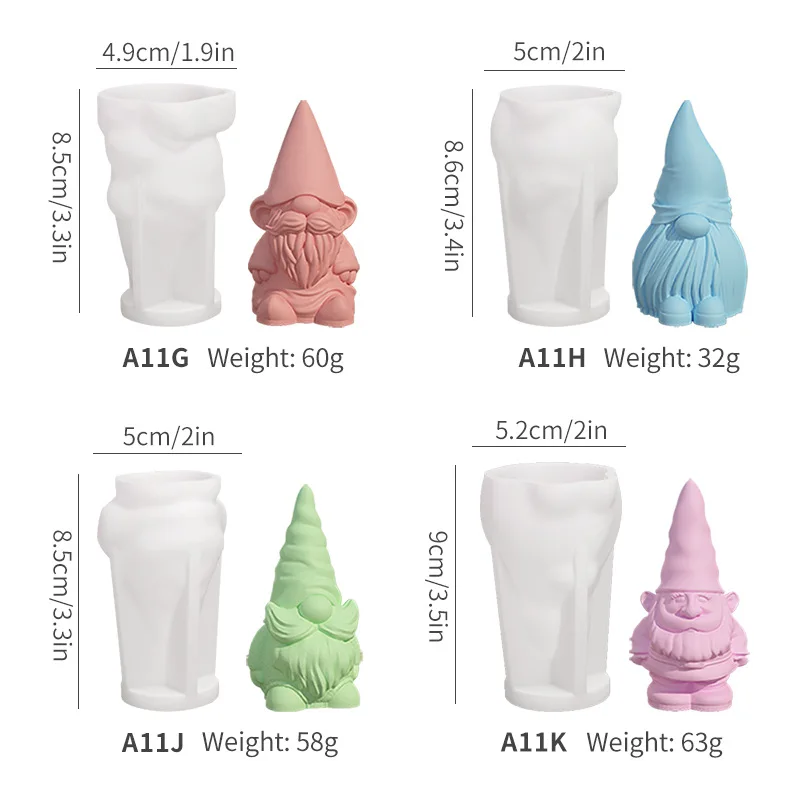 New Faceless Dwarf Silicone Molds 3D Santa Claus Scented Candle Plaster Soap Resin Crafts Mold Home Decor 2024 Christmas Gift