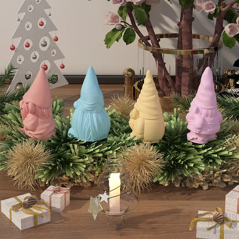 New Faceless Dwarf Silicone Molds 3D Santa Claus Scented Candle Plaster Soap Resin Crafts Mold Home Decor 2024 Christmas Gift