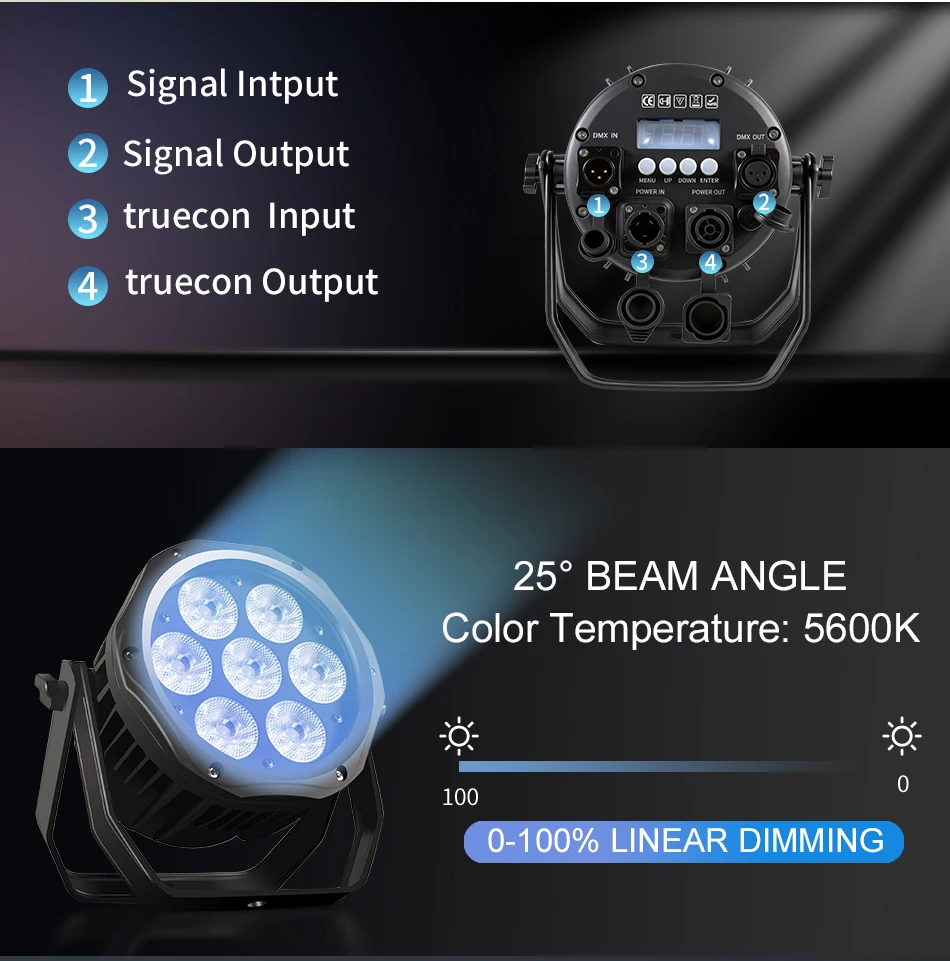 AICPOSE LED 7x12W RGBW /7x18W 6 in 1 Par Light DMX Effect Professional Stage DJ Christmas Public Color Light Outdoor Waterpro