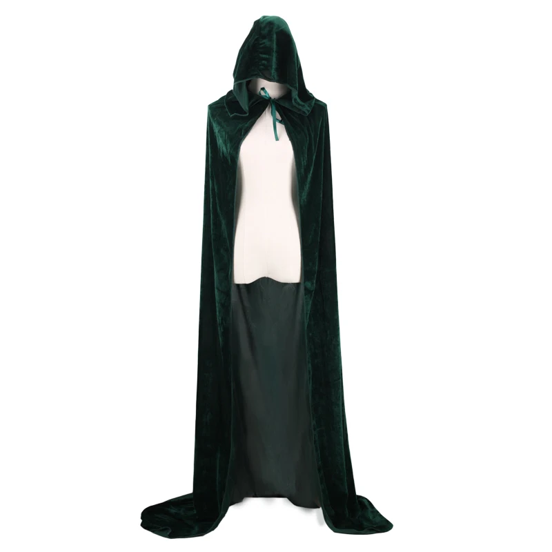 Christmas Pleuche Velvet Cloak Cape Hooded Medieval Costume Witch Wicca Vampire Halloween Christmas Cosplay Costume Cape