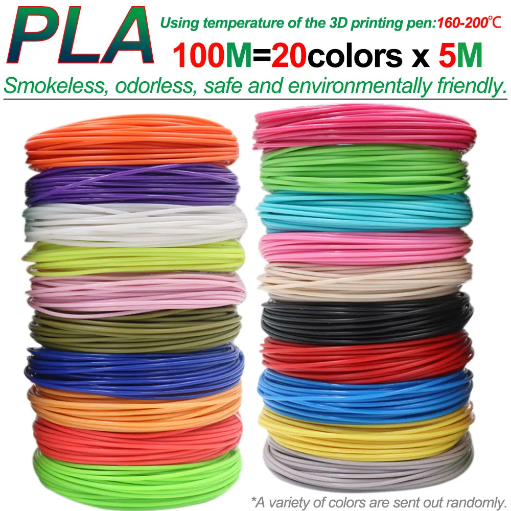 PLA Colored Odorless Safety 3D Pen Filament Diameter 1.75mm 20 Colors For 3D Printing Pen Kids Birthday Creative Christmas Gift