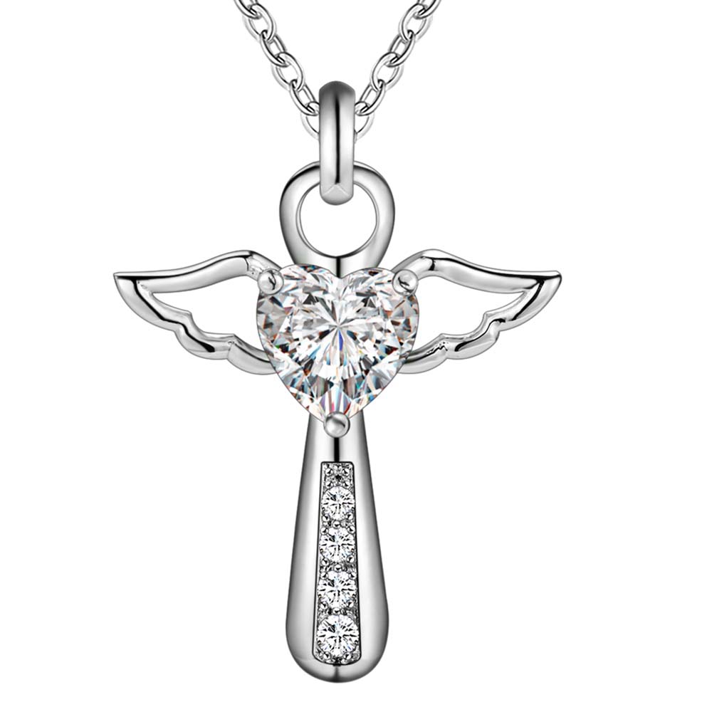 Fine 925 Sterling Silver angel noble crystal cross pendants Necklace For Women luxury party Wedding Jewelry Christmas gifts