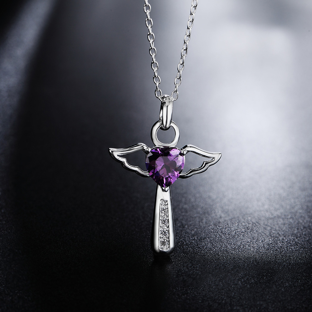 Fine 925 Sterling Silver angel noble crystal cross pendants Necklace For Women luxury party Wedding Jewelry Christmas gifts