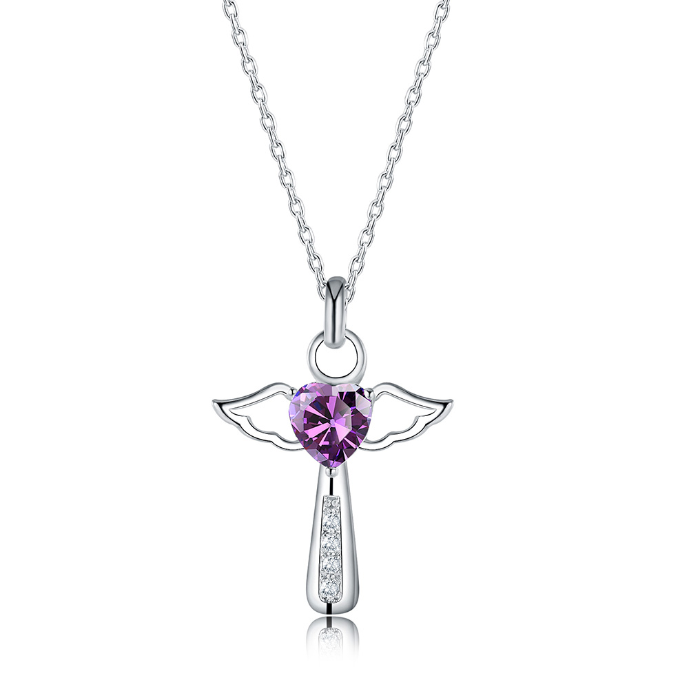 Fine 925 Sterling Silver angel noble crystal cross pendants Necklace For Women luxury party Wedding Jewelry Christmas gifts