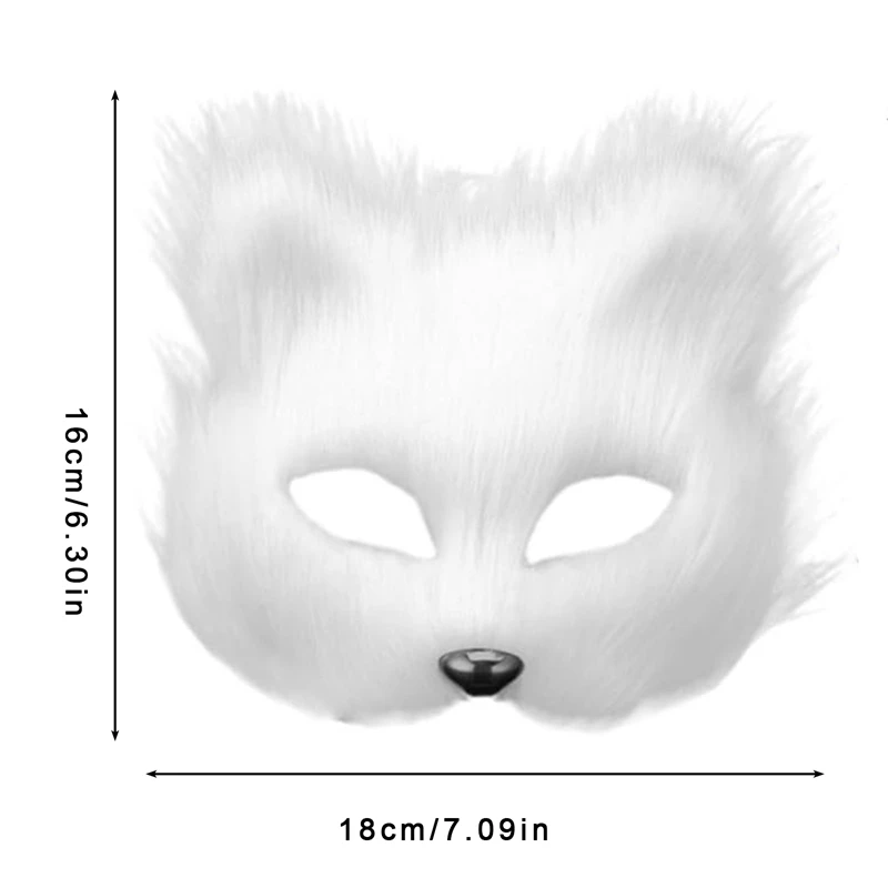 Fox Shape Face Mask Furry Cat Hair Animal Halloween Cosplay Carnival Party Mask Christmas Costume Props Female Imitation Toys
