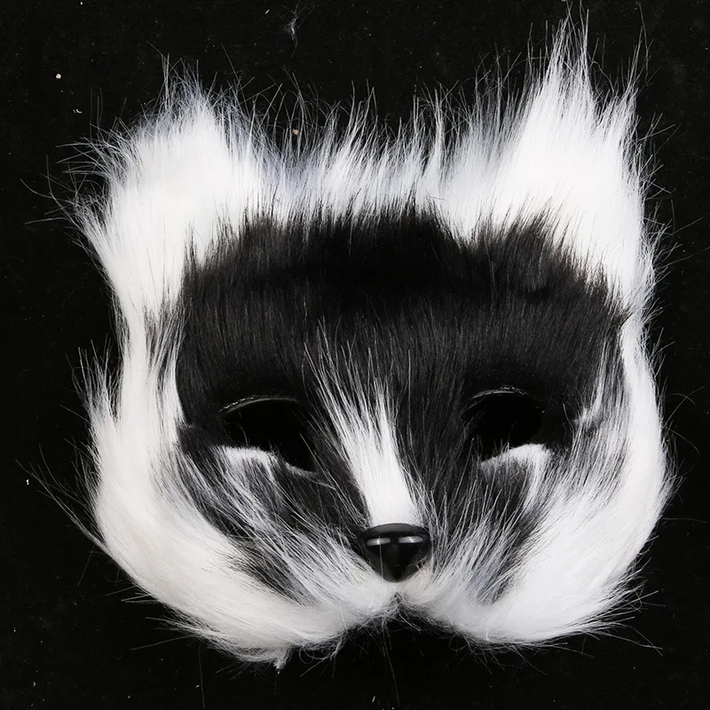Fox Shape Face Mask Furry Cat Hair Animal Halloween Cosplay Carnival Party Mask Christmas Costume Props Female Imitation Toys