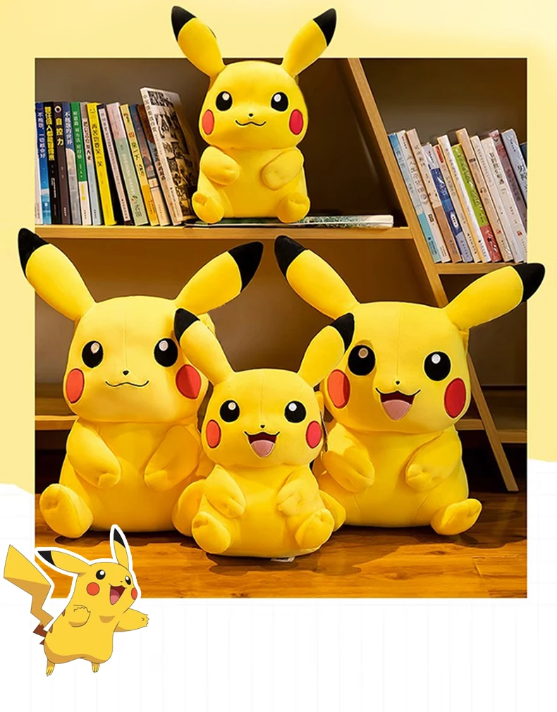 Pokemon Kawaii Pikachu Cute Stuffed Toys High-Quality Anime Throw Pillow Birthday Christmas Gift for Children Friends Boys Girls