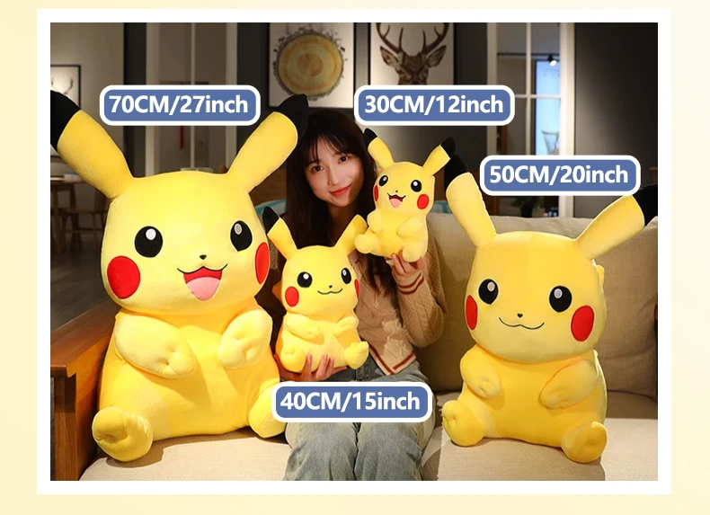 Pokemon Kawaii Pikachu Cute Stuffed Toys High-Quality Anime Throw Pillow Birthday Christmas Gift for Children Friends Boys Girls