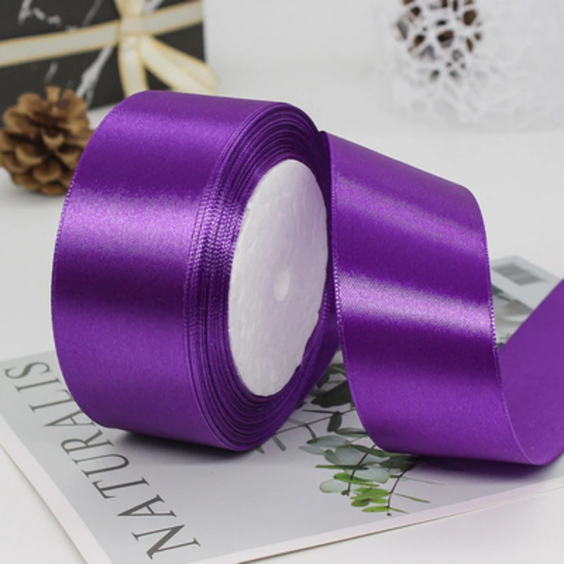 6/10/15/20/25/40/50mm Dark Purple Silk Ribbon Wedding Party Decoration Gift Wrapping Christmas Sewing Fabric Ribbon 22meters/lot