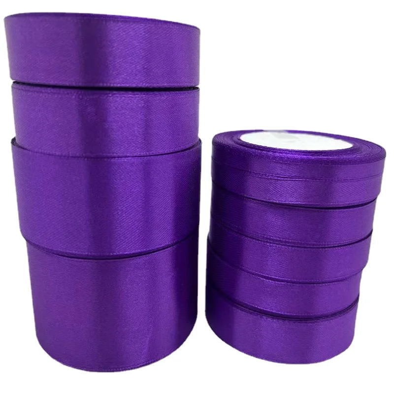 6/10/15/20/25/40/50mm Dark Purple Silk Ribbon Wedding Party Decoration Gift Wrapping Christmas Sewing Fabric Ribbon 22meters/lot