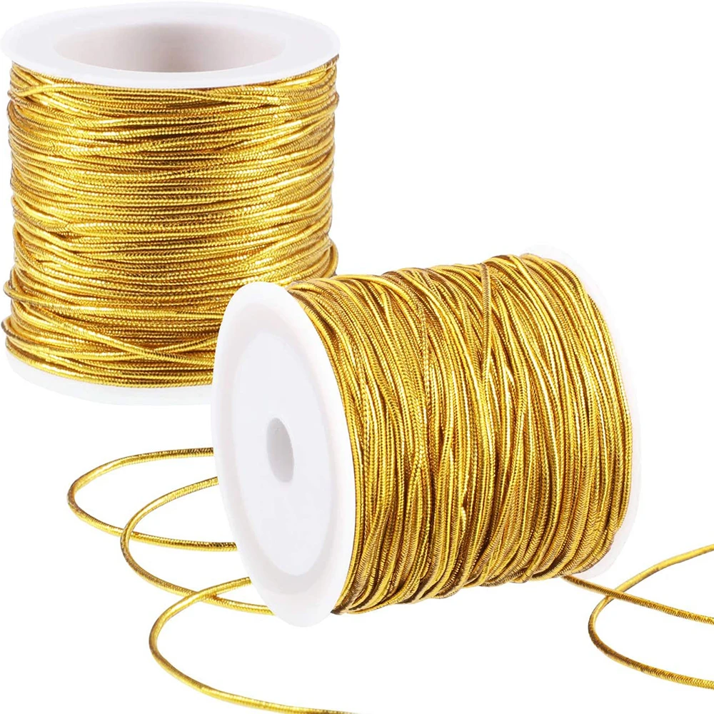 Metallic Elastic Cords,Stretch Cord,Metallic Tinsel Cord Rope for Gift Packaging DIY Craft Christmas Decoration,20m/Roll 1.5mm