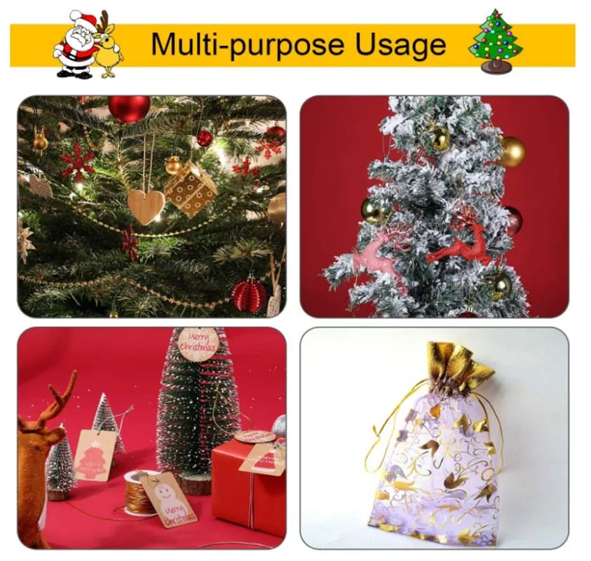 Metallic Elastic Cords,Stretch Cord,Metallic Tinsel Cord Rope for Gift Packaging DIY Craft Christmas Decoration,20m/Roll 1.5mm
