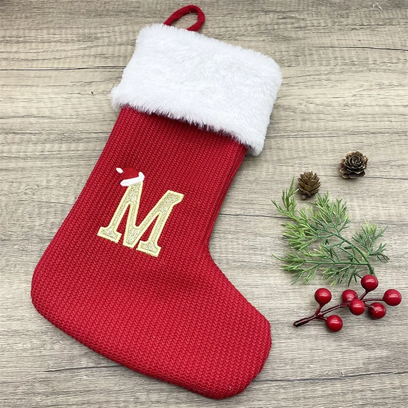 Christmas Alphabet Knitting Socks Christmas Tree Ornaments Christmas Decorations For Home 2024 Navidad Noel 2025Xmas Gift