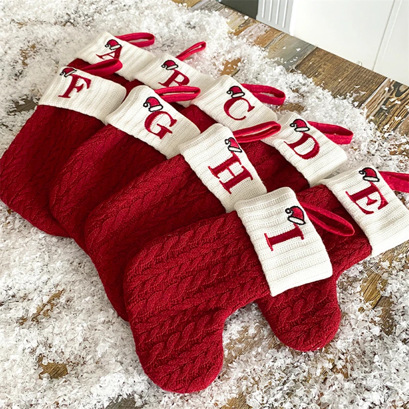 Christmas Alphabet Knitting Socks Christmas Tree Ornaments Christmas Decorations For Home 2024 Navidad Noel 2025Xmas Gift