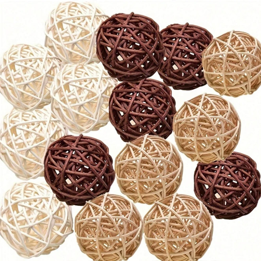 3/12Pcs Rattan Balls Natural Decorative Balls Vase Filler for Wedding Christmas Home Table Decor Tree Branches Ornament Party