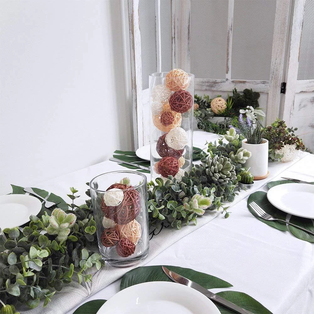 3/12Pcs Rattan Balls Natural Decorative Balls Vase Filler for Wedding Christmas Home Table Decor Tree Branches Ornament Party