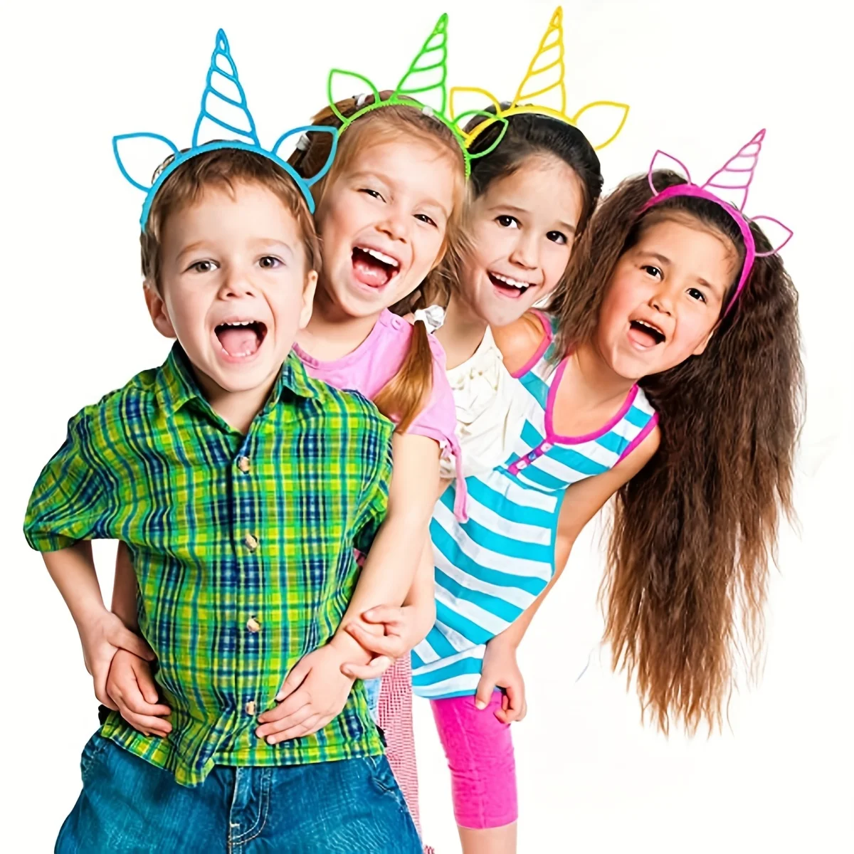 6Pcs Unicorn Birthday Party Favors Unicorn Headbands for Girls Halloween Christmas Party Supplies Gift Cosplay Plastic Hairbands