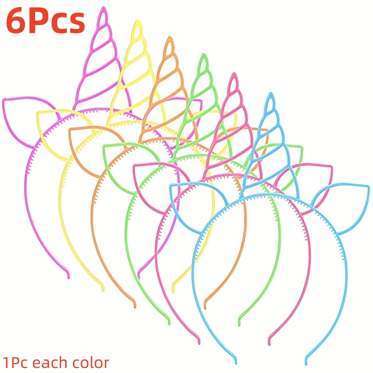 6Pcs Unicorn Birthday Party Favors Unicorn Headbands for Girls Halloween Christmas Party Supplies Gift Cosplay Plastic Hairbands