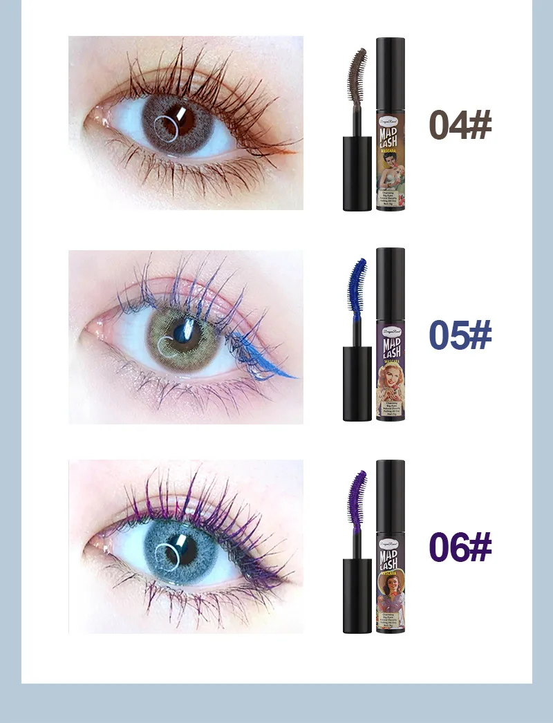 Colorful Mascara Eyelash Extension Blue Pink Green Waterproof Mascara Charming Long Lasting Curling Mascara Eye Christmas Makeup