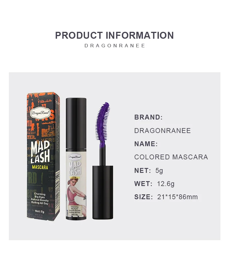 Colorful Mascara Eyelash Extension Blue Pink Green Waterproof Mascara Charming Long Lasting Curling Mascara Eye Christmas Makeup