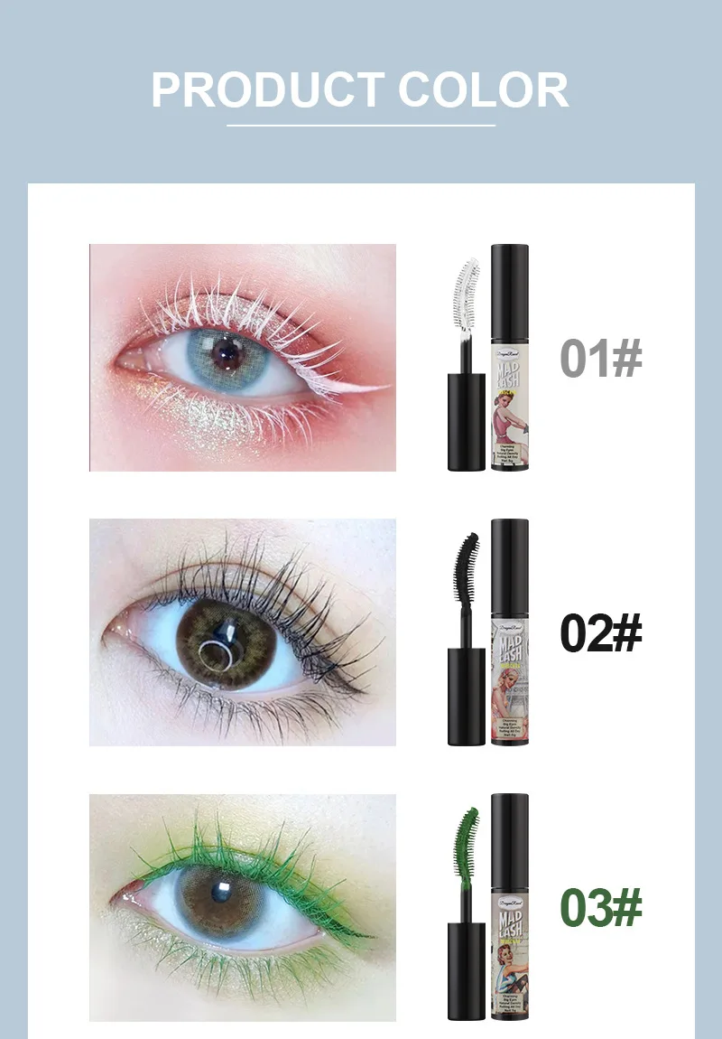 Colorful Mascara Eyelash Extension Blue Pink Green Waterproof Mascara Charming Long Lasting Curling Mascara Eye Christmas Makeup